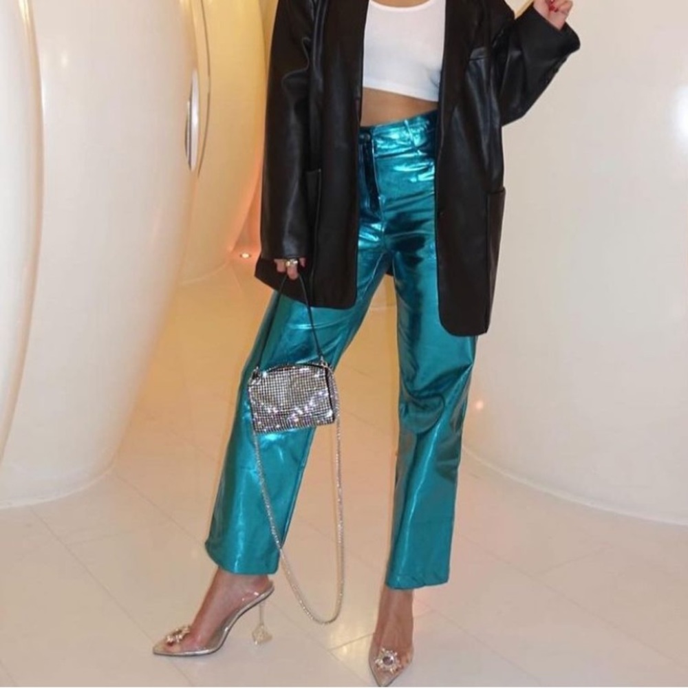 Amy Lynn Blue Metallic Lupe Pants - Picture 9 of 16